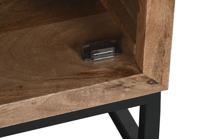 DKD Home Decor Mesita de Noche Oriental Japon India 40 x 65 x 50 cm Mango Cristal Listones