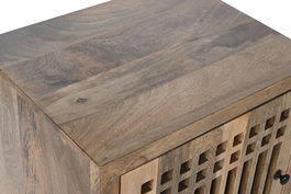 DKD Home Decor Mesita de Noche Oriental Japon India 40 x 65 x 50 cm Mango Cristal Listones