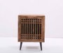 DKD Home Decor Mesita de Noche Oriental Japon India 40 x 65 x 50 cm Mango Cristal Listones