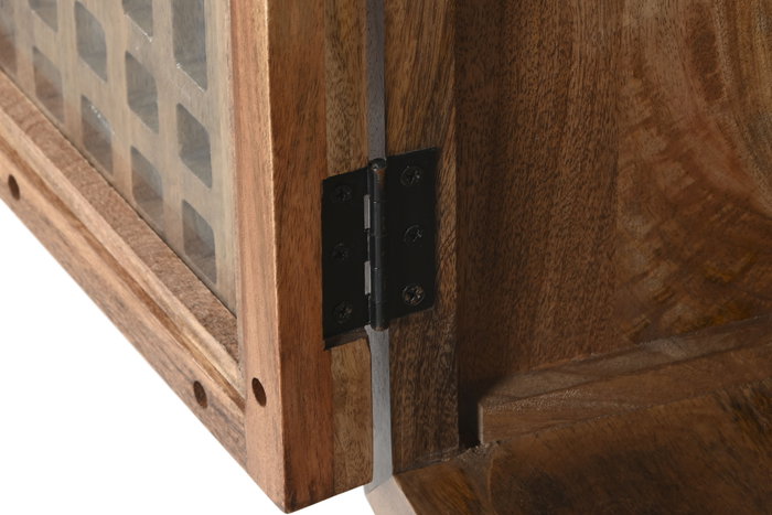 DKD Home Decor Mesita de Noche Oriental Japon India 40 x 65 x 50 cm Mango Cristal Listones