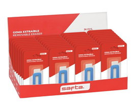 SAFTA Portagomas con forma de cúter, expositor de 36 unidades