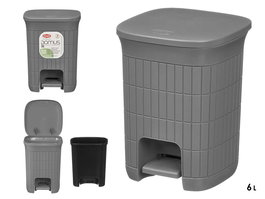 Stefanplast Papelera Domus Pequeña 6 Litros con Pedal y Cubo Extraíble, Color Gris Azulado, Dimensiones 20.5x27x20.5 cm (Set de 6)