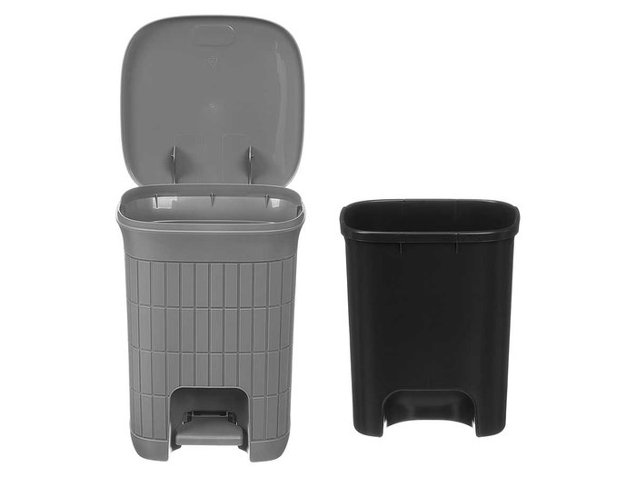 Stefanplast Papelera Domus Pequeña 6 Litros con Pedal y Cubo Extraíble, Color Gris Azulado, Dimensiones 20.5x27x20.5 cm (Set de 6)