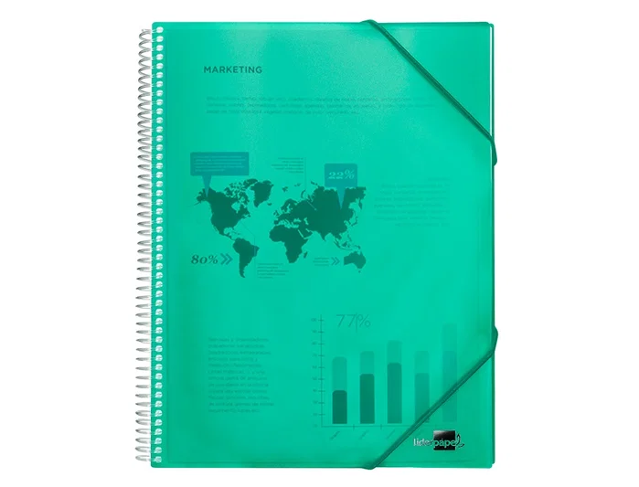 Liderpapel Carpeta escaparate con espiral 10 fundas polipropileno DIN A4 Verde