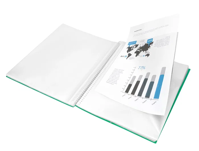 Liderpapel Carpeta escaparate con espiral 10 fundas polipropileno DIN A4 Verde