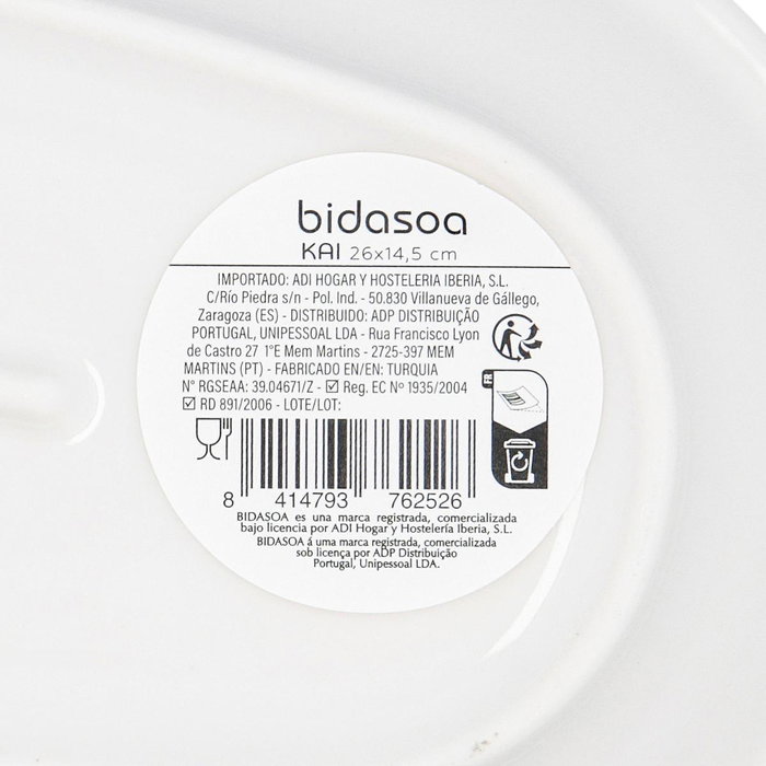Bandeja Oval Porcelana Kai Hydrozero Bidasoa 26x14,5 cm (6 Unidades)