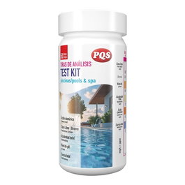 PQS Tiras de Análisis para Piscina, 6 Funciones (Acido Cianúrico, Cloro, Bromo, pH, Alcalinidad, Dureza), Bote de 50 Unidades