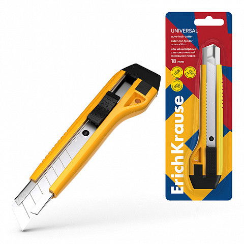 Erich Krause Cutter Estrecho 9mm Guía Metálica Autobloqueo ABS Amarillo 19150