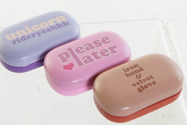 DKD Home Decor Estuche Lentillas Moderno Rosa Palo Lila 5.7 x 3 x 9.6 cm (12 Unidades)