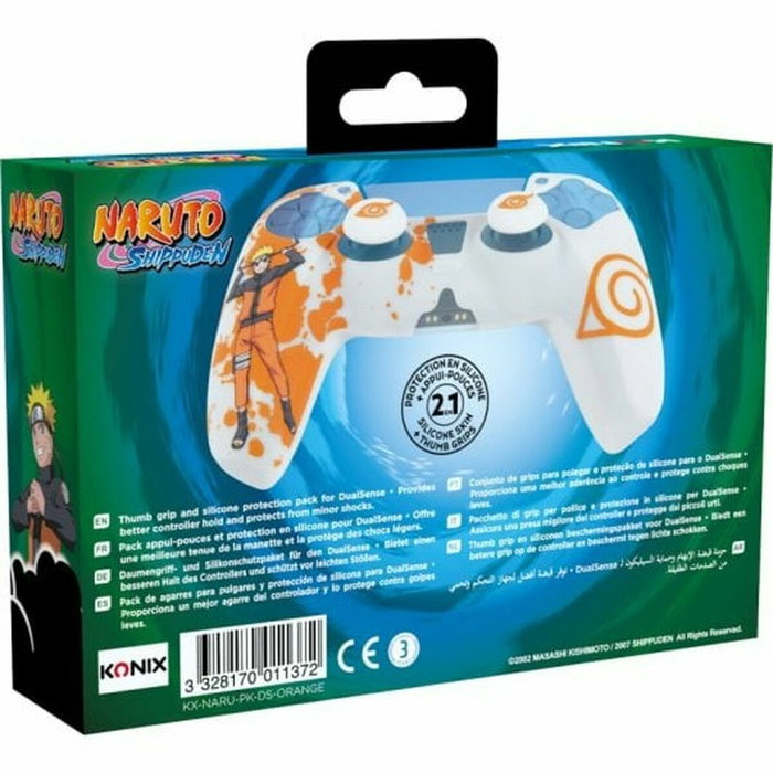 Konix Funda protectora para mando DualSense de PS5, silicona, diseño de Konoha y Naruto, blanco