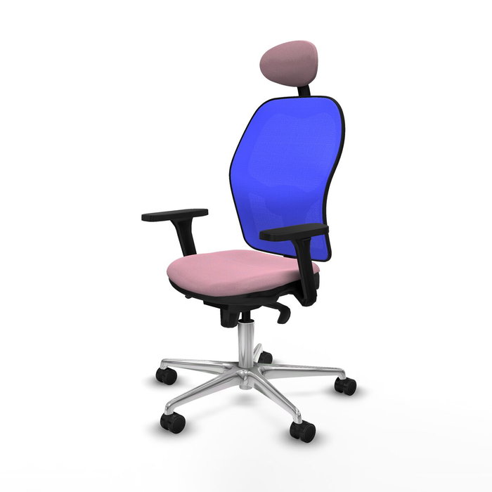 PIQUERAS Y CRESPO Silla de oficina Jorquera con mecanismo Sincro, Brazos 3D y Cabecero Fijo, Rosa/Azul