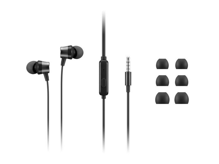 Lenovo Auriculares In-Ear Gen II con Micrófono Integrado, Sonido Potente y Ajuste Cómodo, Negro