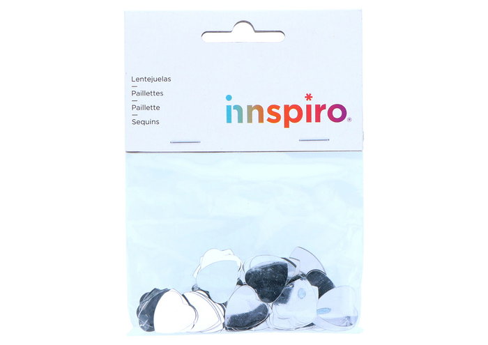 Innspiro Lentejuelas Corazones Plateadas 18mm
