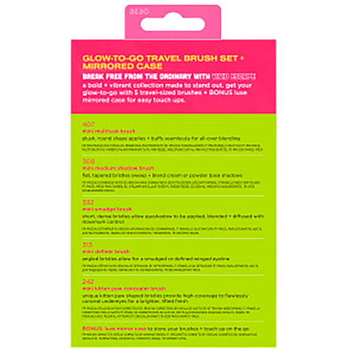 Real Techniques VIVID ESCAPE GLOW-TO-GO Estuche de 5 Piezas para Viaje con Espejo Compacto