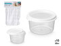 Leknes Set 10 Botes Redondo Tapa 50ml Plástico PP Blanco Transparente 18x23x6.5 cm (Set de 24)