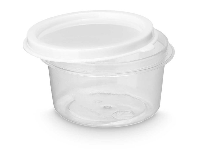 Leknes Set 10 Botes Redondo Tapa 50ml Plástico PP Blanco Transparente 18x23x6.5 cm (Set de 24)