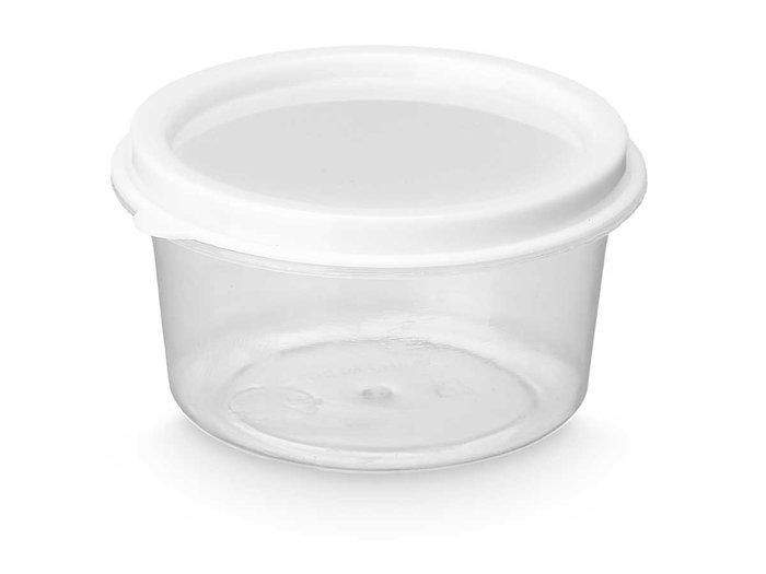 Leknes Set 10 Botes Redondo Tapa 50ml Plástico PP Blanco Transparente 18x23x6.5 cm (Set de 24)