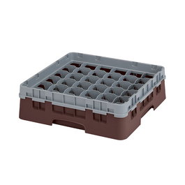 CAMBRO - 36S318-167 - Cesta de lavado 36 comp. 1 altura - 7,2 cm Ø máx. - alt. máx. 9,4 cm - 50 x 50 x 14,3 cm - Castaño