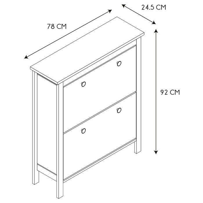 Home Deco Factory Mueble Zapatero Elisabeth 2 Puertas Abatibles Recibidor 78x24.5x92 cm