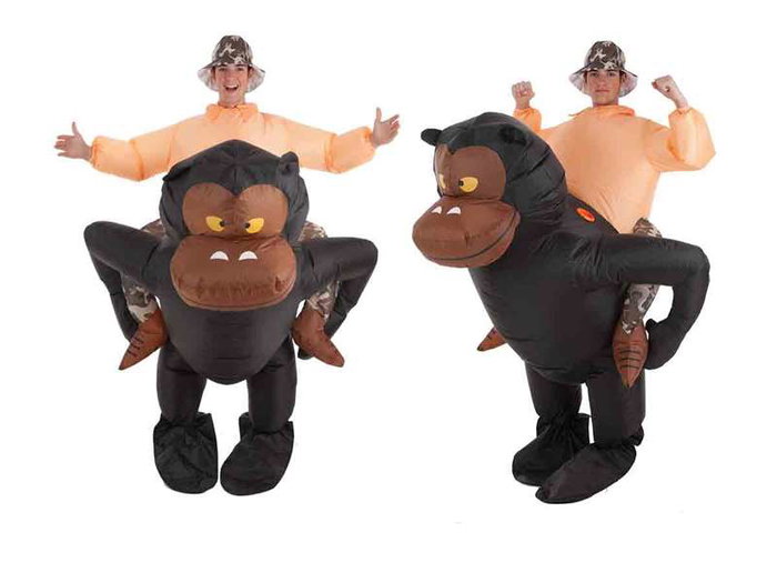 Creaciones Llopis Disfraz Hinchable Gorila y Aventurero Adulto Talla L