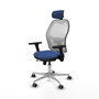 PIQUERAS Y CRESPO Silla de oficina Jorquera con mecanismo Sincro/Traslack, Tela Azul marino y Malla Blanca