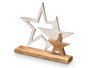 Giftdecor Soporte Decoración Triple Estrella Plateado Metal y Madera 31x28x6 cm (Set de 6)