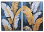 DKD Home Decor Cuadro de Plumas en Azul y Dorado, Pack de 2 unidades
