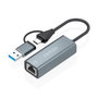 Aisens Conversor USB-A y USB-C a Ethernet Gigabit 10/100/1000 Mbps Gris