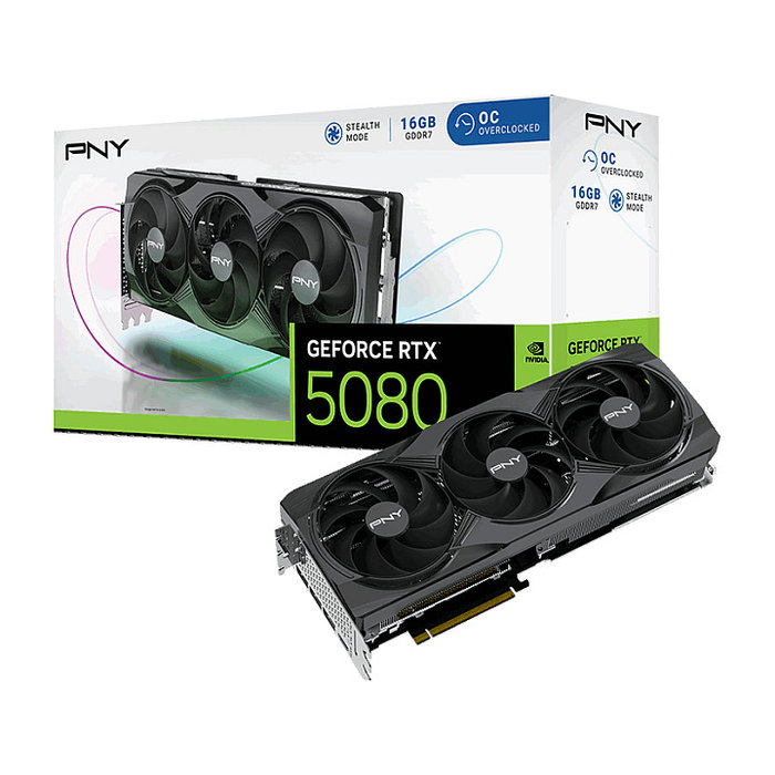 PNY RTX 5080 16GB GDDR7 OC Triple Fan Tarjeta Gráfica PNY RTX 5080 16GB GDDR7 OC Triple Fan Tarjeta Gráfica