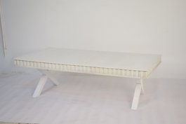 DKD Home Decor Mesa de Centro de Mango y Metal Blanco 140x70x42 cm