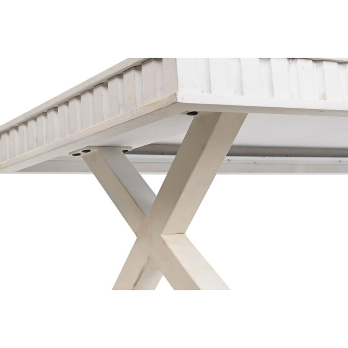 DKD Home Decor Mesa de Centro de Mango y Metal Blanco 140x70x42 cm