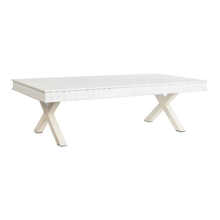 DKD Home Decor Mesa de Centro de Mango y Metal Blanco 140x70x42 cm