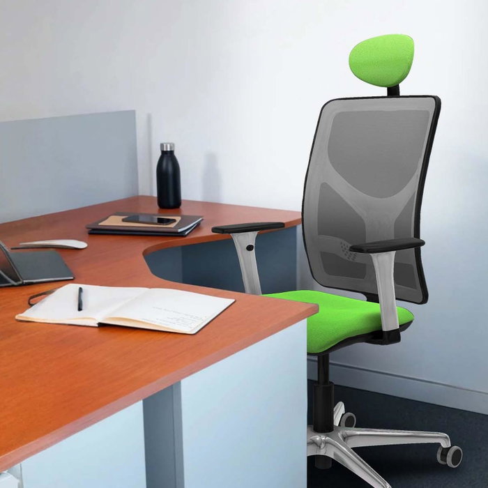 PIQUERAS Y CRESPO Silla de oficina Motilla con mecanismo Sincro, Gris y Azul