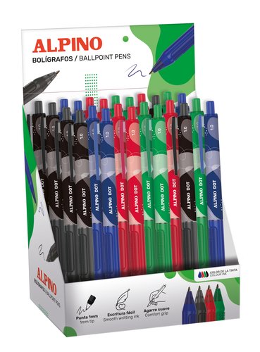 Alpino Dot Bolígrafo Retráctil de Tinta de Aceite, Colores Surtidos