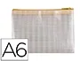Q-connect Bolsa Multiusos Malla DIN A6 con Cremallera Transparente y Amarilla