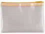 Q-connect Bolsa Multiusos Malla DIN A6 con Cremallera Transparente y Amarilla