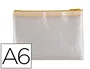 Q-connect Bolsa Multiusos Malla DIN A6 con Cremallera Transparente y Amarilla