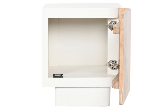 DKD Home Decor Mesita de Noche Scandi white Natural Blanco Mango Acacia 35 x 50 x 40 cm