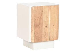 DKD Home Decor Mesita de Noche Scandi white Natural Blanco Mango Acacia 35 x 50 x 40 cm