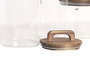 DKD Home Decor Set de 3 Botes de Cristal y Acacia 1.8L