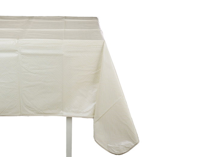 Arte Regal Mantel Hule 140x140 cm Rombos Plastico Blanco y Amarillo Claro (Set de 12)