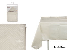 Arte Regal Mantel Hule 140x140 cm Rombos Plastico Blanco y Amarillo Claro (Set de 12)