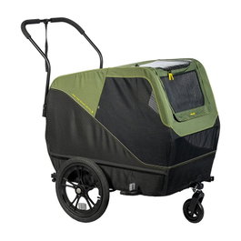 XLC BS-C12 Remolque para mascotas grande, 16" ruedas liberación rápida, luz trasera reflectante, barra tracción y bandera