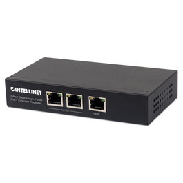Intellinet 543471 Répéteur Prolongateur PoE+ 2 Ports Gigabit Haute Puissance, Compatible IEEE 802.3at/af, Portée 100m, Boîtier Métal