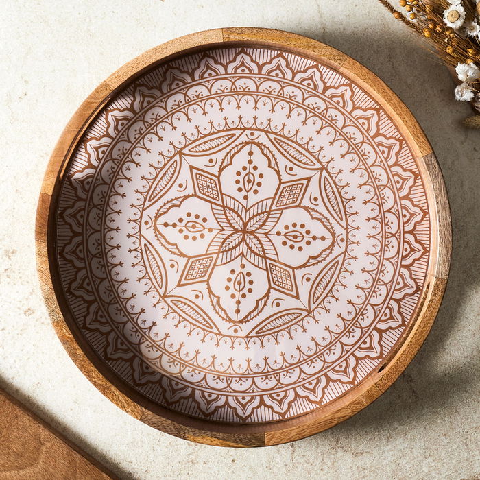 Home Deco Factory Bandeja Dune Terracota Mirage, Diámetro 35 cm, Madera de Mango Home Deco Factory Bandeja Dune Terracota Mirage, Diámetro 35 cm, Madera de Mango