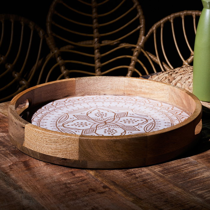 Home Deco Factory Bandeja Dune Terracota Mirage, Diámetro 35 cm, Madera de Mango Home Deco Factory Bandeja Dune Terracota Mirage, Diámetro 35 cm, Madera de Mango