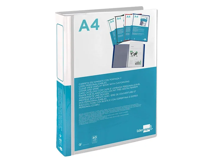 Liderpapel Carpeta con 40 fundas tipo canguro DIN A4 Transparente Liderpapel Carpeta con 40 fundas tipo canguro DIN A4 Transparente