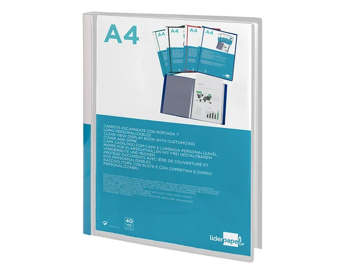 Liderpapel Carpeta con 40 fundas tipo canguro DIN A4 Transparente Liderpapel Carpeta con 40 fundas tipo canguro DIN A4 Transparente