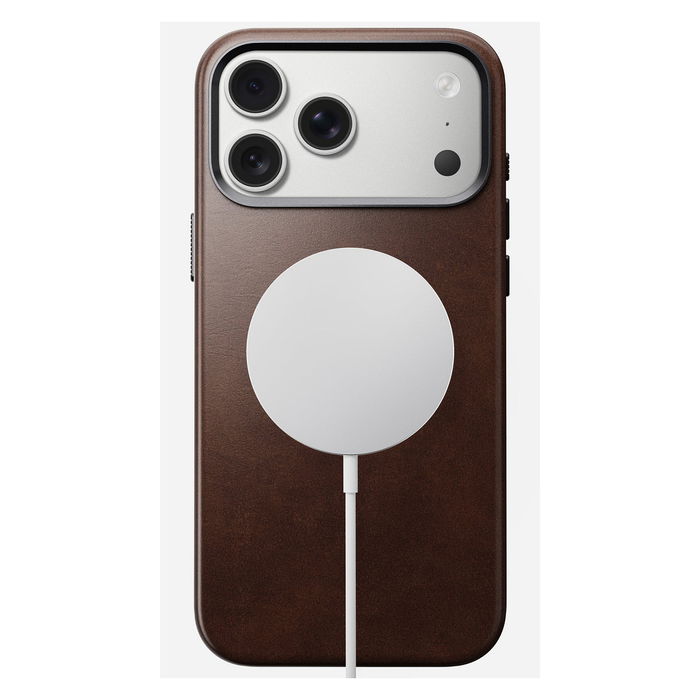 Nomad iPhone 17 Pro Max Funda de Cuero Tradicional Rustic Brown con Compatibilidad MagSafe - Resistente a Rayones y Polvo