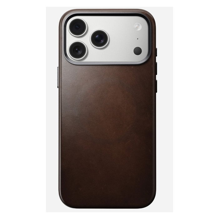 Nomad iPhone 17 Pro Max Funda de Cuero Tradicional Rustic Brown con Compatibilidad MagSafe - Resistente a Rayones y Polvo